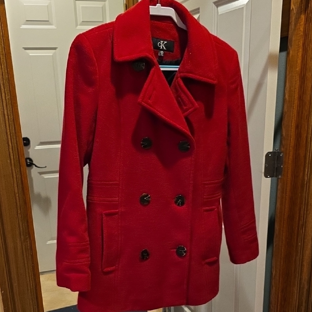 Calvin Klein Vibrant Red‎ Women's Peacoat